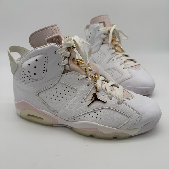 Air Jordan 6 Retro Gold Hoops White/Pink/Gold Size 11.5